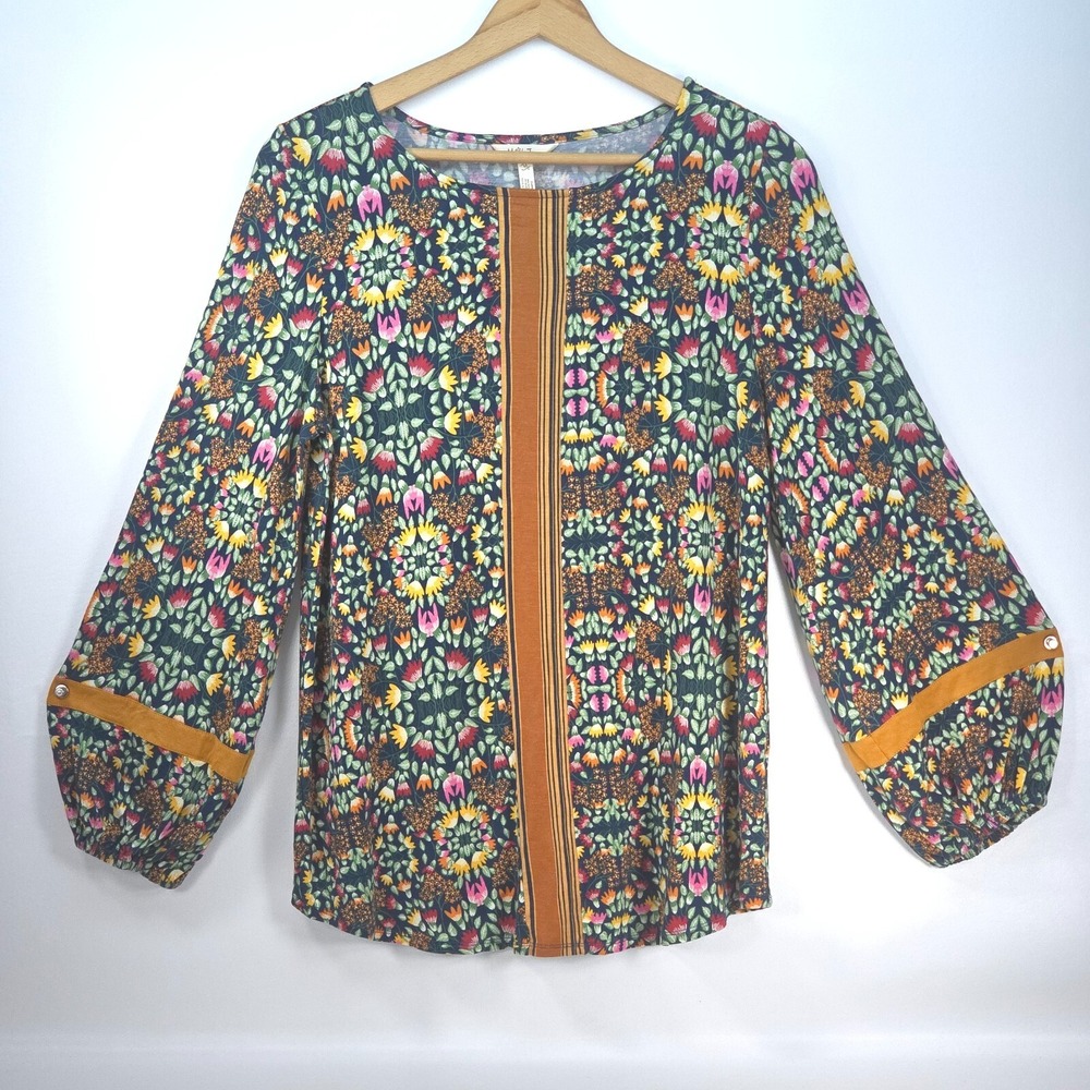 Matilda Jane Floral Shirt Women's Medium Peasant Bohemian Cottagecore Colorful